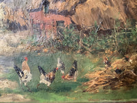 Paul Emmanuel Peraire (1829-1893), Farm Landscape in Spring, Signed Oil on Canvas, 19th Century, Framed