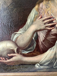 Italian Old Master Oil Painting, Mary Magdalene Penitent, 17th Century Baroque Original on Canvas, Framed