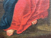Christ and the Samaritan Woman at the Well, 17th Century Oil on Wood Panel, Framed Old Master Painting