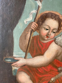 18th Century French School Oil Painting, Christ Child with the Lamb, Circa 1720-1750, Religious Old Master on Canvas