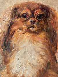 Ernest Jean Delahaye (1855-1921), Portrait of a Pekingese Dog "Kit", Signed Oil on Panel, Late 19th Century, Framed