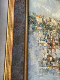 Daniel Jaugey (born 1929), Boats in the Harbor, Signed Oil on Canvas, Framed