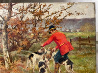 Tristan Lacroix (1839-1914), Courtyard Hunting, Signed Oil on Wood Panel, 1891