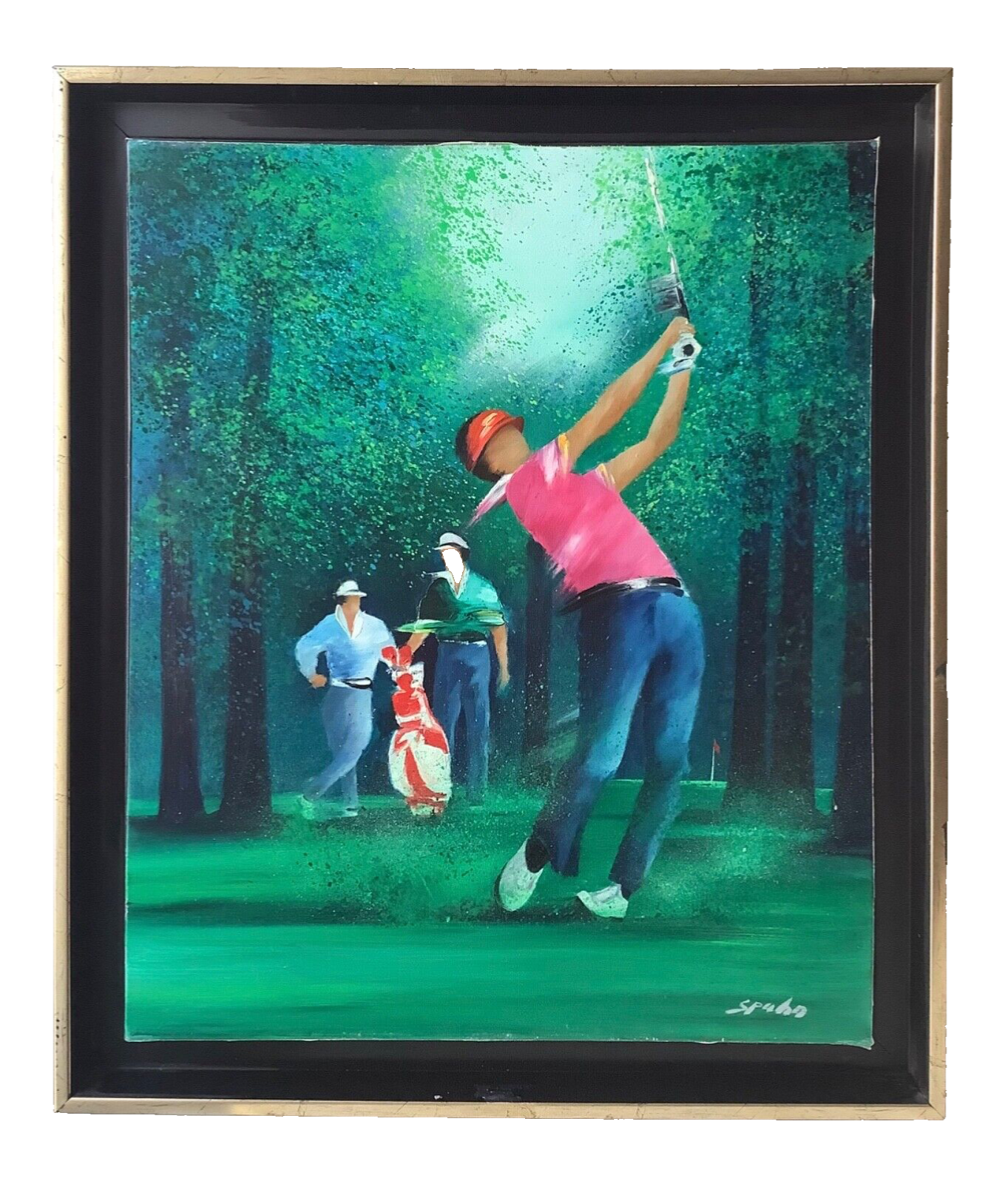 Victor Spahn, The Golf Player, Signed French Impressionist Oil on Canvas, Framed