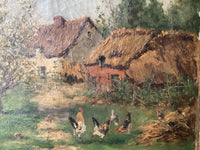 Paul Emmanuel Peraire (1829-1893), Farm Landscape in Spring, Signed Oil on Canvas, 19th Century, Framed