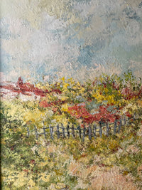 Signed Impressionist Oil Painting, Fruit Picking Scene by René Sinicki (b. 1910), 1970s French Figurative Landscape on Canvas