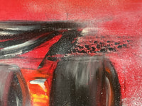Victor Spahn Signed Oil on Canvas, Formula 1 Ferrari Rain Race, French Contemporary Original