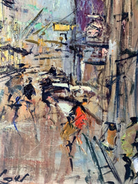 Signed Oil Painting, Montmartre Street Scene in Paris by Georges Berger (1908-1976), 1975, French Expressionist Cityscape on Canvas