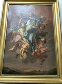 After Nicolas Poussin, The Assumption of the Virgin, Oil on Canvas Dated 1881, Framed French Religious Painting