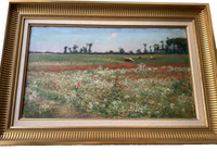 Jean-Jacques Rousseau (1861-1911), Poppy Fields, Signed Oil on Canvas, Late 19th Century, Framed