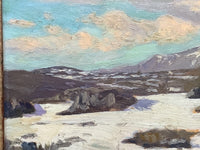 Signed Impressionist Oil Painting, Snowy Landscape by Alfred Louis Andrieux (1879-1945), Early 20th Century French Winter Scene on Panel