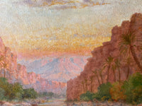 Signed Oil Painting by John Lewis Shonborn, Canyon at Sunset, 19th Century American Landscape