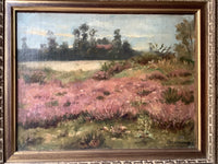 James Desvarreux-Larpenteur (1847-1937), Heather Landscape, Signed Oil on Canvas, Late 19th Century, Framed