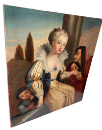 18th Century French Genre Painting, The Fortune Teller, Old Master Oil on Canvas