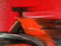 Victor Spahn Signed Oil on Canvas, Formula 1 Ferrari Rain Race, French Contemporary Original