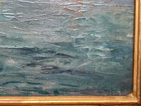 French School, Seascape with Harbor and Ships, Oil on Canvas, Early 20th Century, Framed