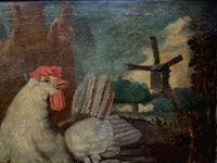 Follower of Frans Snyders (1579-1657), Hen and Chicks in a Landscape with Windmill, Oil on Canvas, Circa 1700, Framed