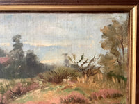 James Desvarreux-Larpenteur (1847-1937), Heather Landscape, Signed Oil on Canvas, Late 19th Century, Framed