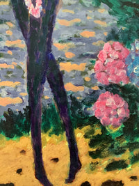 Ramon Dilley (b. 1932), Woman Playing Music with Peacock, Signed Oil on Canvas, 1996, Framed