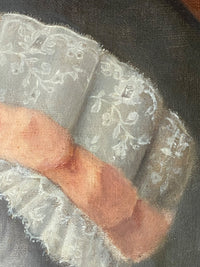 French School, Portrait of a Woman with Hat, 18th Century Oil Painting, Framed