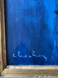 Andre Chochon (1910-2005), Portrait of a Woman with Yellow Gloves, Signed French Impressionist Oil on Canvas, 1960s, Framed