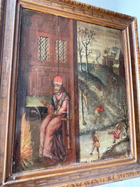 French School, 17th Century, Allegory of Winter, Oil on Wood Panel, Framed