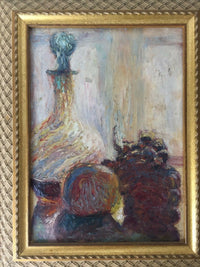 Paul Audra (1869-1948), Still Life with Grapes and Carafe, Signed Oil on Canvas, Early 20th Century, Framed