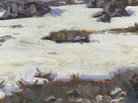 Signed Impressionist Oil Painting, Snowy Landscape by Alfred Louis Andrieux (1879-1945), Early 20th Century French Winter Scene on Panel