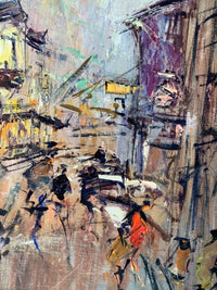 Signed Oil Painting, Montmartre Street Scene in Paris by Georges Berger (1908-1976), 1975, French Expressionist Cityscape on Canvas