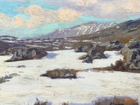 Signed Impressionist Oil Painting, Snowy Landscape by Alfred Louis Andrieux (1879-1945), Early 20th Century French Winter Scene on Panel