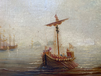 Attributed to Theodore Gudin (1802-1880), Fire by the Coast, Oil on Canvas Study, 19th Century, Framed