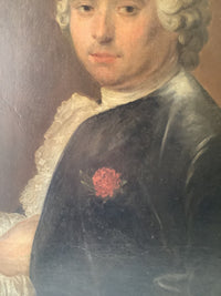 Follower of Louis Tocqué, Portrait of a Gentleman with Lace Jabot, 18th Century Rococo Oil Painting, Framed