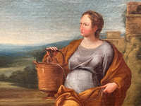 Christ and the Samaritan Woman at the Well, 17th Century Oil on Wood Panel, Framed Old Master Painting