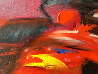 Victor Spahn Signed Oil on Canvas, Formula 1 Ferrari Rain Race, French Contemporary Original