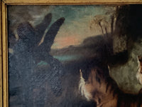 Circle of Eugene Delacroix (1798-1863), Two Tigers in a Landscape, Oil on Canvas, Mid-19th Century, Framed