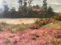 James Desvarreux-Larpenteur (1847-1937), Heather Landscape, Signed Oil on Canvas, Late 19th Century, Framed