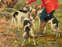 Tristan Lacroix (1839-1914), Courtyard Hunting, Signed Oil on Wood Panel, 1891