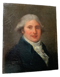 18th Century Portrait of a Nobleman with Powdered Wig, French School Oil on Canvas, 1750s Original