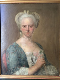 Follower of Louis Tocqué, Portrait of a Woman with Pearl Necklace, 18th Century Rococo Oil Painting, Framed