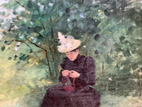 Octave Guenard (1845-1934), Woman in a Park, Signed Oil on Canvas, 19th Century, Framed