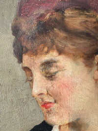 Signed Portrait of a Woman by Corchon y Diaque (1853-1925), 1890s, Oil on Panel, Framed