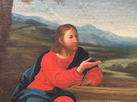 Christ and the Samaritan Woman at the Well, 17th Century Oil on Wood Panel, Framed Old Master Painting