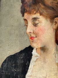 Signed Portrait of a Woman by Corchon y Diaque (1853-1925), 1890s, Oil on Panel, Framed
