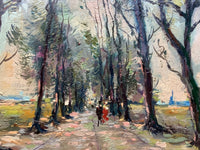 Signed Post-Impressionist Oil Painting, Landscape with Trees by Henri Stenn (1903-1993), Mid-Century French Forest Scene on Panel