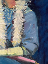 Andre Chochon (1910-2005), Portrait of a Woman with Yellow Gloves, Signed French Impressionist Oil on Canvas, 1960s, Framed