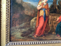 Christ and the Samaritan Woman at the Well, 17th Century Oil on Wood Panel, Framed Old Master Painting