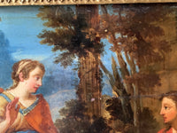 Christ and the Samaritan Woman at the Well, 17th Century Oil on Wood Panel, Framed Old Master Painting