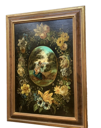 17th FLEMISH SCHOOL Brueghel The Flight to Egypt with Floral Garland, Flemish Oil on Panel, Circle of Jan Peeter Brueghel, Framed EGYPT Holy Family GARLAND Rare Antique Oil