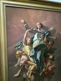 After Nicolas Poussin, The Assumption of the Virgin, Oil on Canvas Dated 1881, Framed French Religious Painting