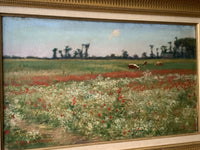 Jean-Jacques Rousseau (1861-1911), Poppy Fields, Signed Oil on Canvas, Late 19th Century, Framed